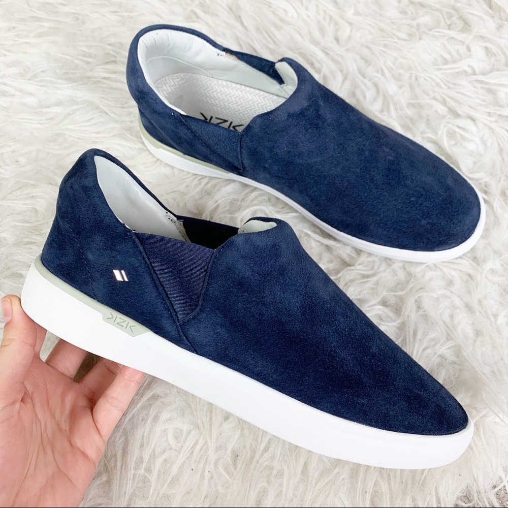KIZIK Paris Genuine Navy Suede Slip On Sneakers Athleisure Chic Street US 6.5
